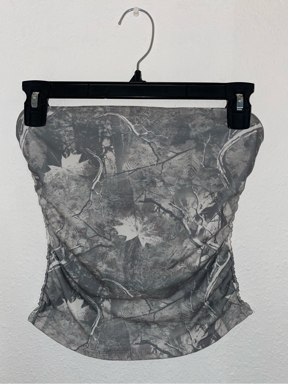 Gray Camouflage Leaf Tube Top